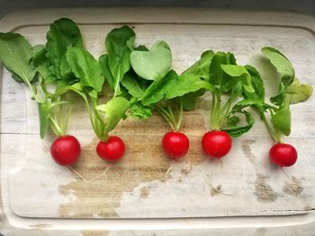 High angle view of tomatoes on table