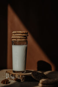 Close-up of coffee served on table