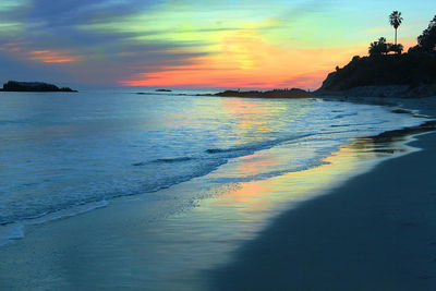 Scenic view of sea at sunset