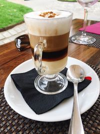 High angle view of coffee on table