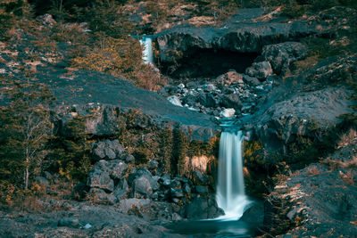 Scenic view of waterfall