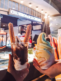 Woman holding ice cream