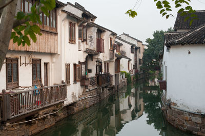 Traditional houses and canal at suzhou, jiangsu province, china