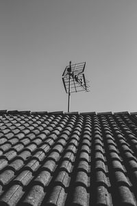 Antenna on a roof in black and white