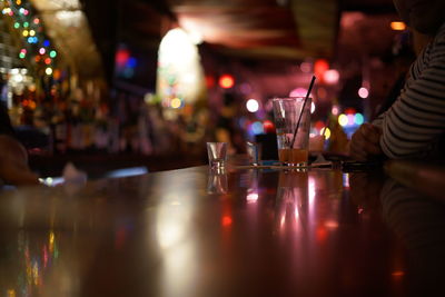 View of drinking glass on table at restaurant
