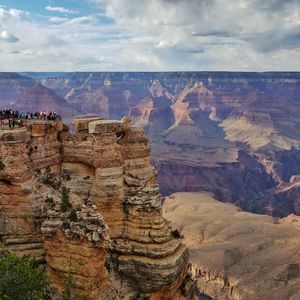 Scenic view of landscape against cloudy sky