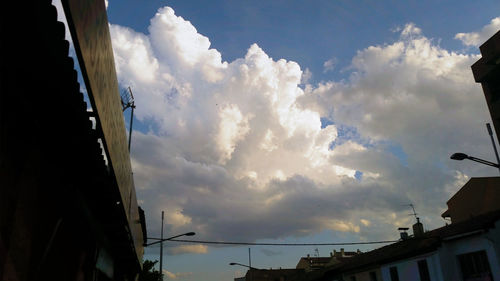 Low angle view of building against cloudy sky