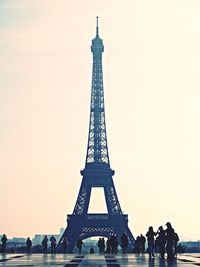 Silhouette of eiffel tower against clear sky