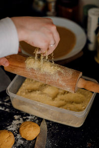 Midsection of person preparing food