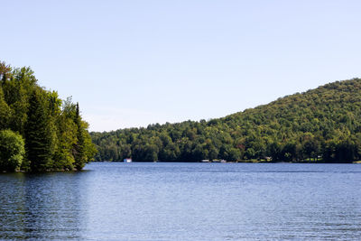 Scenic view of lake against clear sky