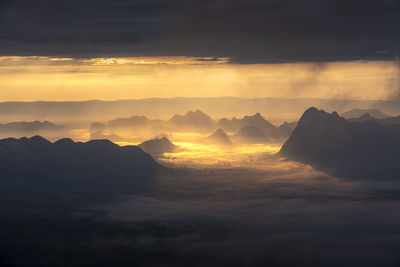 Scenic view of dramatic sky during sunset