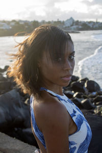 Portrait of woman on beach