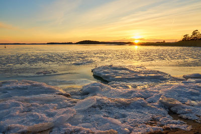 Scenic view of sea against sky during sunset