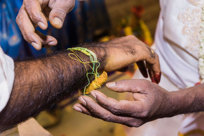 Close-up of hands working