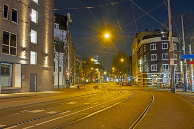 City scenic in an empty amsterdam during the corona crisis in the netherlands by night