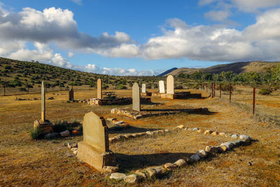 View of cemetery against sky