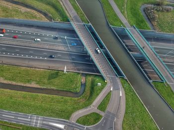 Aerial view of elevated road in city