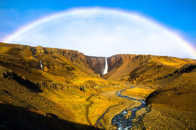 Scenic view of rainbow over mountain