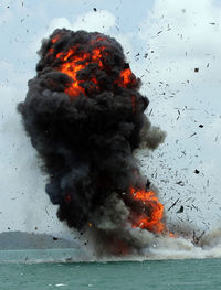 Volcanic eruption in sea