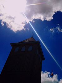 Low angle view of building against blue sky