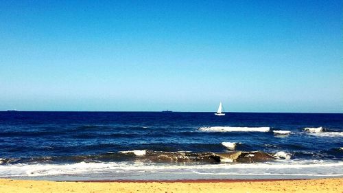 Scenic view of sea against clear sky