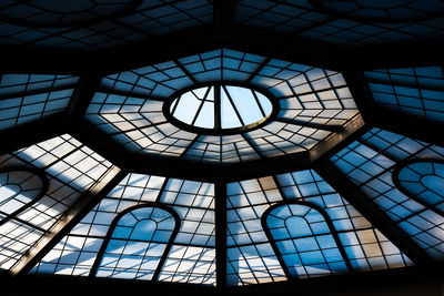 Low angle view of skylight in building