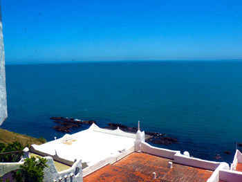 View of sea against blue sky