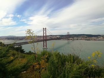 Bridge over sea against sky