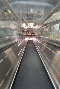 Elevated view of escalator
