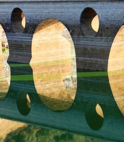 High angle view of bridge in water