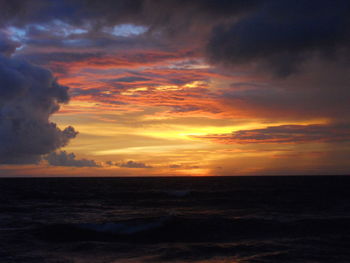 Scenic view of sea at sunset