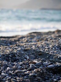 Close-up of stones on beach