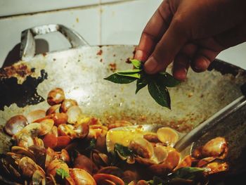 Midsection of person preparing food