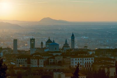 Bergamo alta skyline at dawn