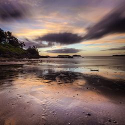 Scenic view of sea against cloudy sky