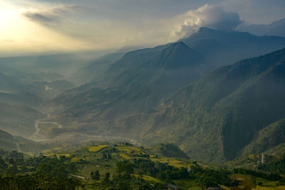 Scenic view of mountains against sky