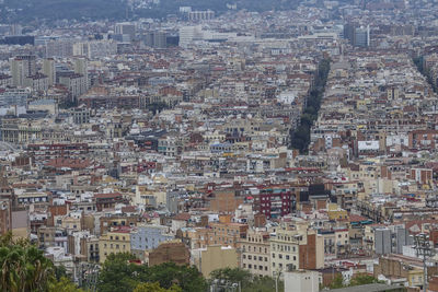 High angle view of buildings in city