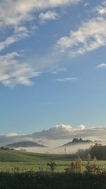 Scenic view of field against sky