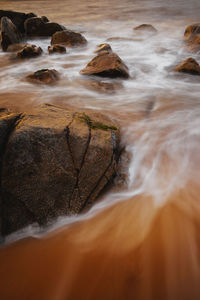 Water flowing through rocks