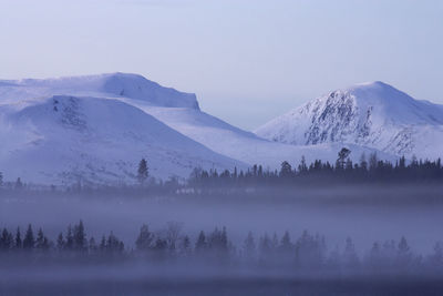 Scenic view of snow covered mountain