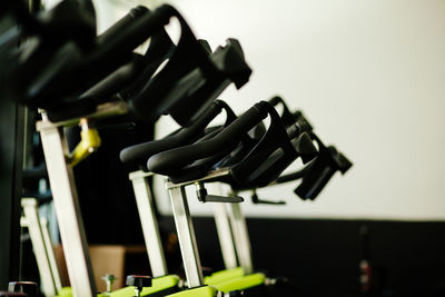 Close up of exercise equipment in gym