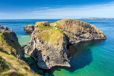 Panoramic view of rocks in sea against sky