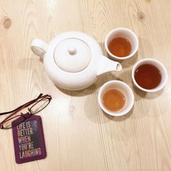 Close-up of tea cup on table