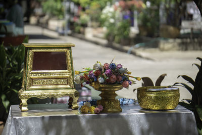 Close-up of decoration on table