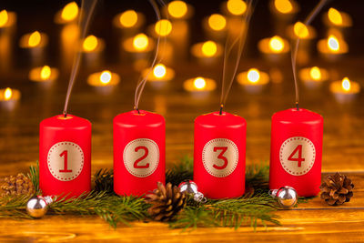 Close-up of illuminated christmas lights