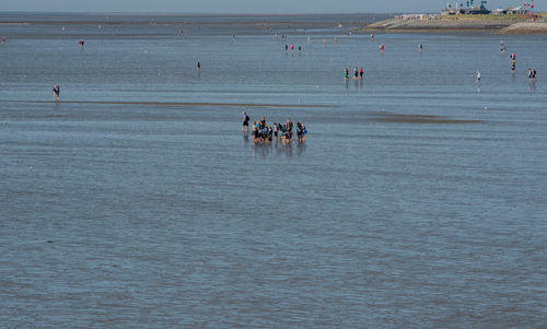 High angle view of people on beach