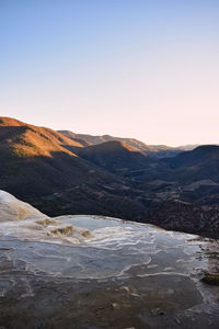 Scenic view of mountains against clear sky