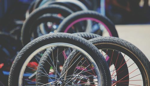 Close-up of bicycle wheel