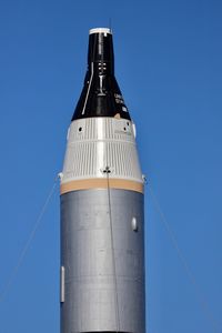 Low angle view of lighthouse against clear sky