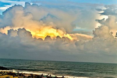 Scenic view of sea against sky at sunset